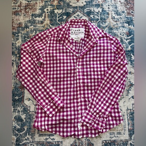 FRANK & EILEEN Pink Linen Gingham "Barry" Top - Picture 8 of 12